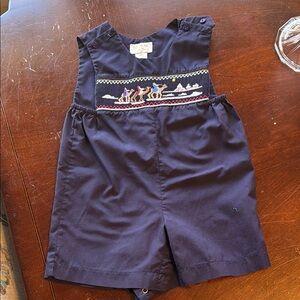Navy Kids Romper with Embroidered Design